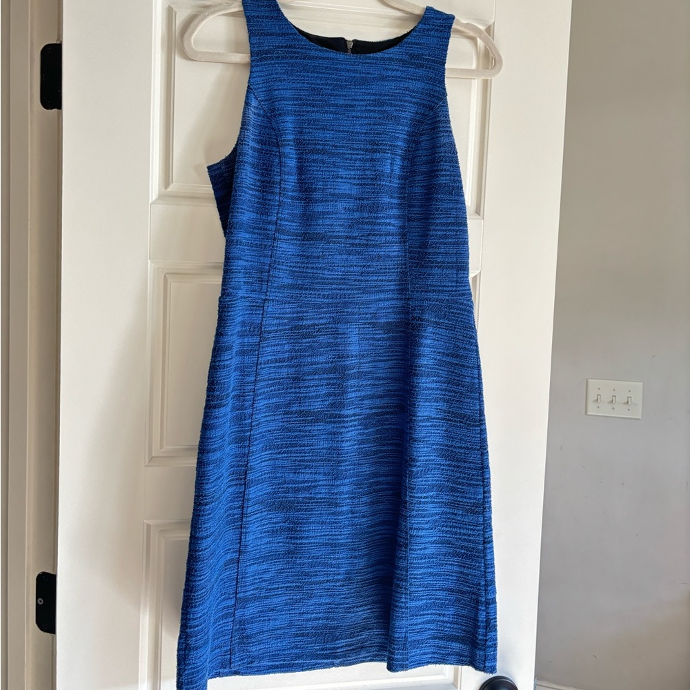 Loft Sleeveless Dress - Blue & Black Space Dye Shift Dress